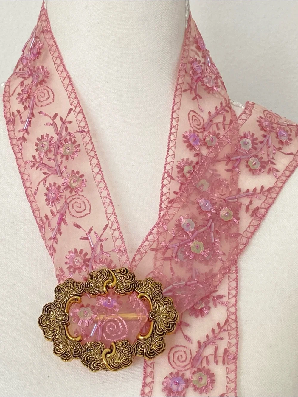 N/A pink embroidered